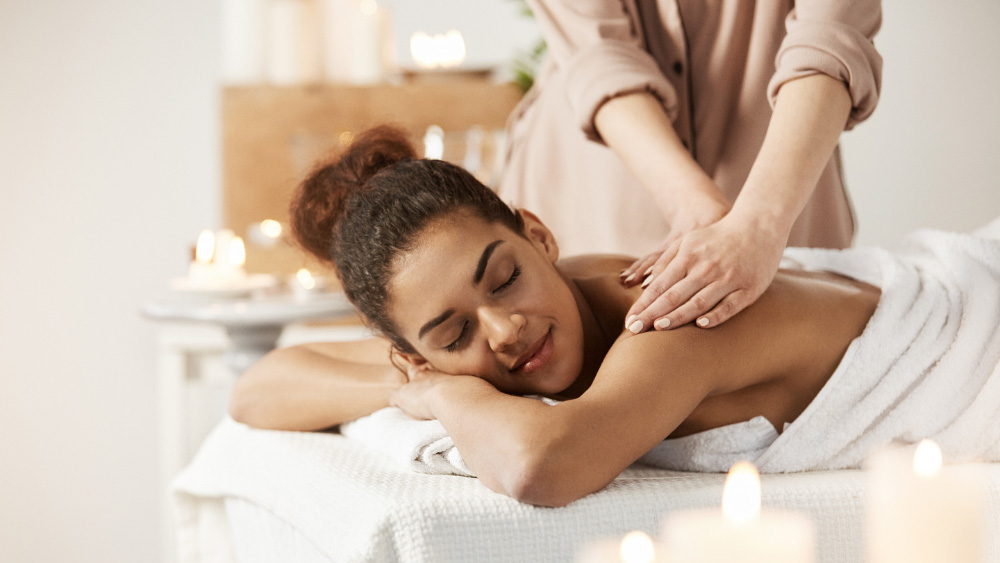 Woman enjoying a relaxing massage.